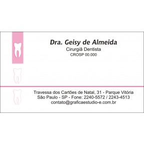 Cartão de Visita Odontológico com Verniz - Cod: D004 Rosa SB