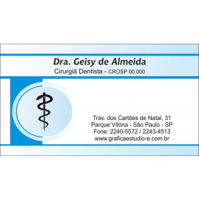 Cartão de Visita Odontológico com Verniz - Cod: D015 Azul