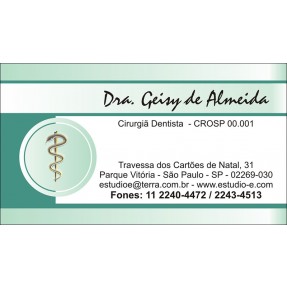 Cartão de Visita Odontológico com Verniz - Cod: D015 Verde