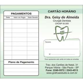 Carteirinha de Próxima Consulta e Pagamento Personalizado - Cod: 021 Verde