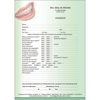 Anamnese Odontológica Colorida - Cod: D038