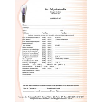 Anamnese Odontológica Colorida - Cod: D050