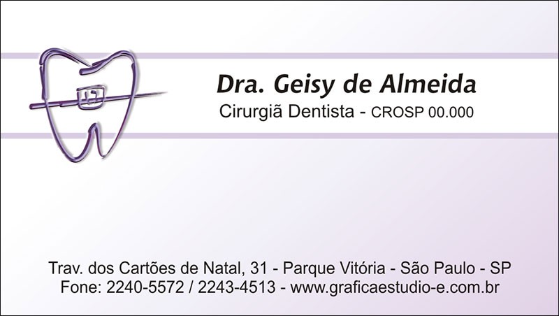 Cartão de Visita Odontológico com Verniz - Cod: D021 Lilás
