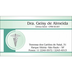 Cartão de Visita Médico com Verniz - Cod: M015 Verde