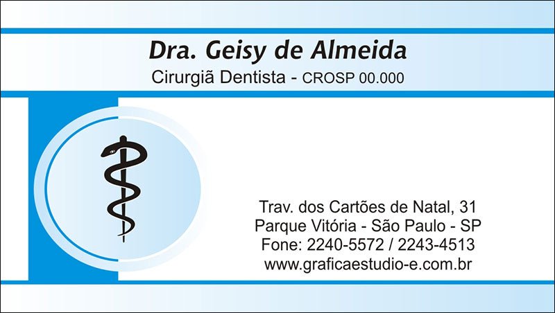 Cartão De Visita Odontológico Fosco - Cod: D015 Azul