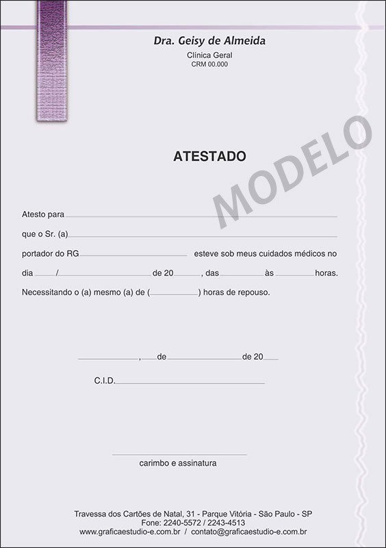 Atestado Médico Colorido - Cod: M010