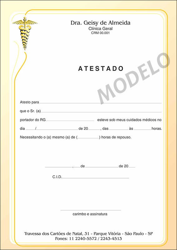Atestado Médico Colorido - Cod: M103