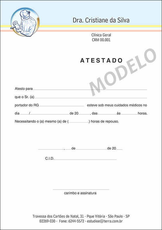 Atestado Médico Colorido - Cod: M104