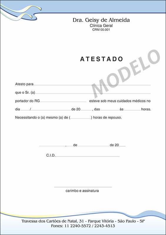 Atestado Médico Colorido - Cod: M106