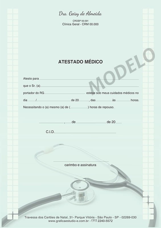 Atestado Médico Colorido - Cod: M110