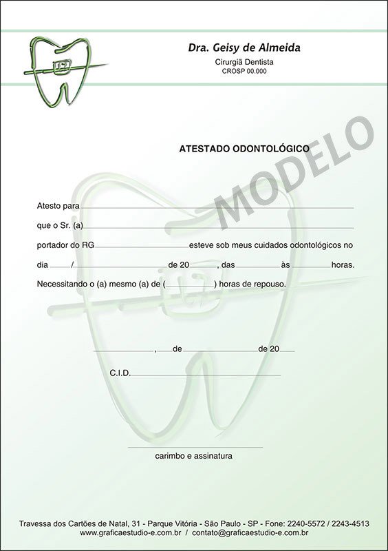Atestado Odontológico Colorido - Cod: 021 Verde