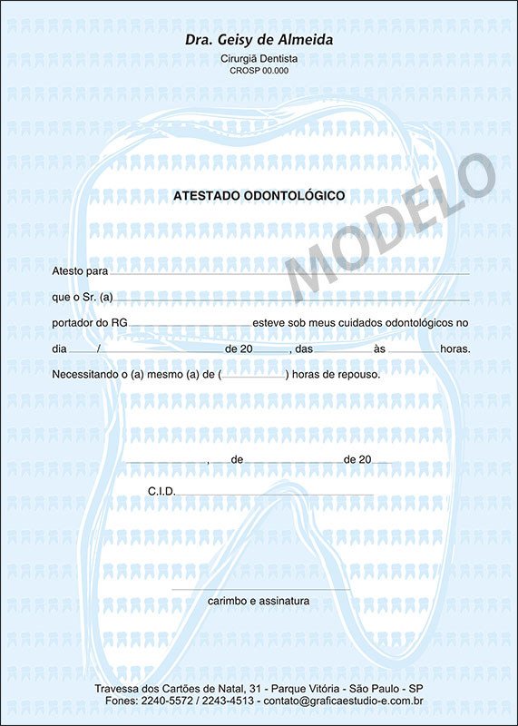 Atestado Odontológico Colorido - Cod: 045