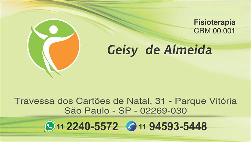 Cartão de Visita para Fisioterapeutas com Verniz - Cod: FS109