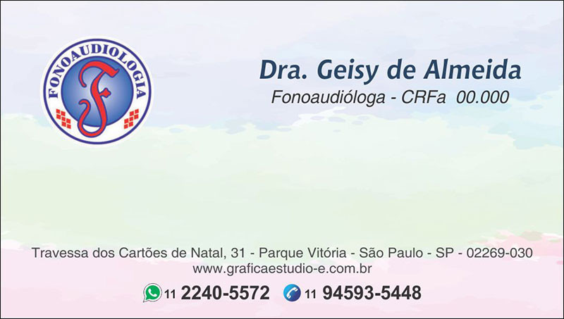 Cartão de Visita para Fonoaudiólogos com Verniz - Cod: FN106