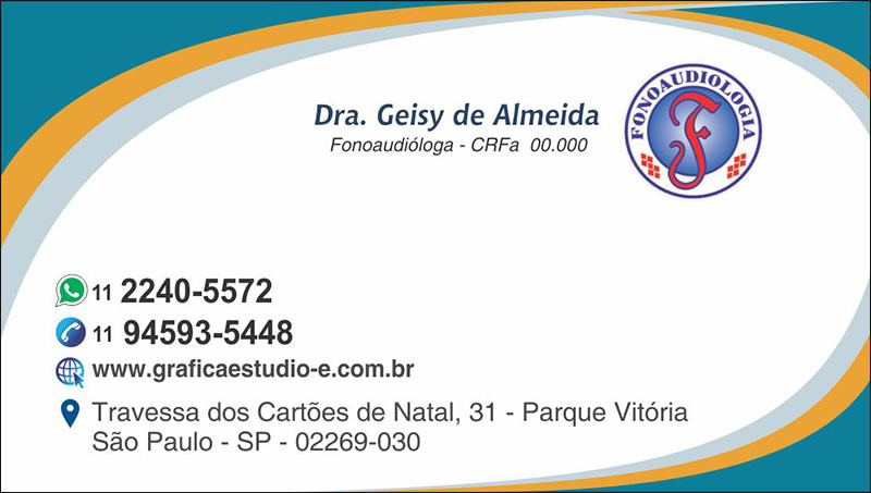 Cartão de Visita para Fonoaudiólogos com Verniz - Cod: FN108