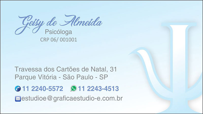 Cartão de Visita para Psicólogos com Verniz - Cod: P150