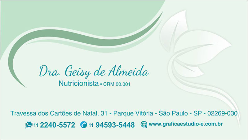 Cartão de Visita para Nutricionistas com Verniz - Cod: N101