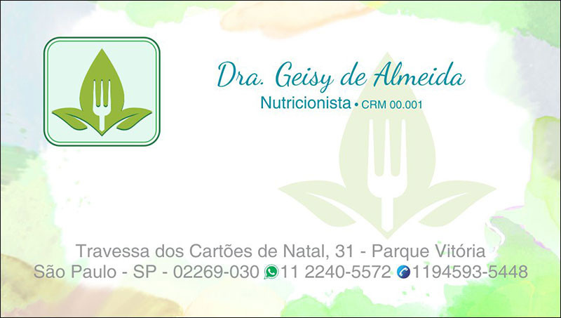 Cartão de Visita para Nutricionistas com Verniz - Cod: N102