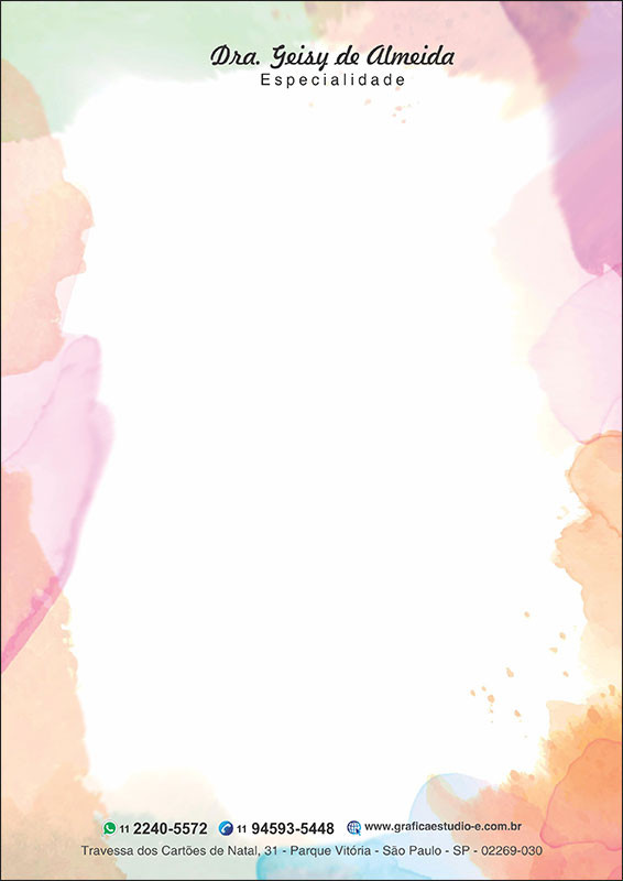 Papel Timbrado Colorido - Personalizado - Cod: 273