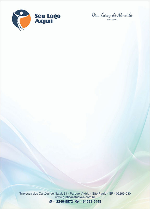 Papel Timbrado Colorido - Personalizado com Logotipo - Cod: 213