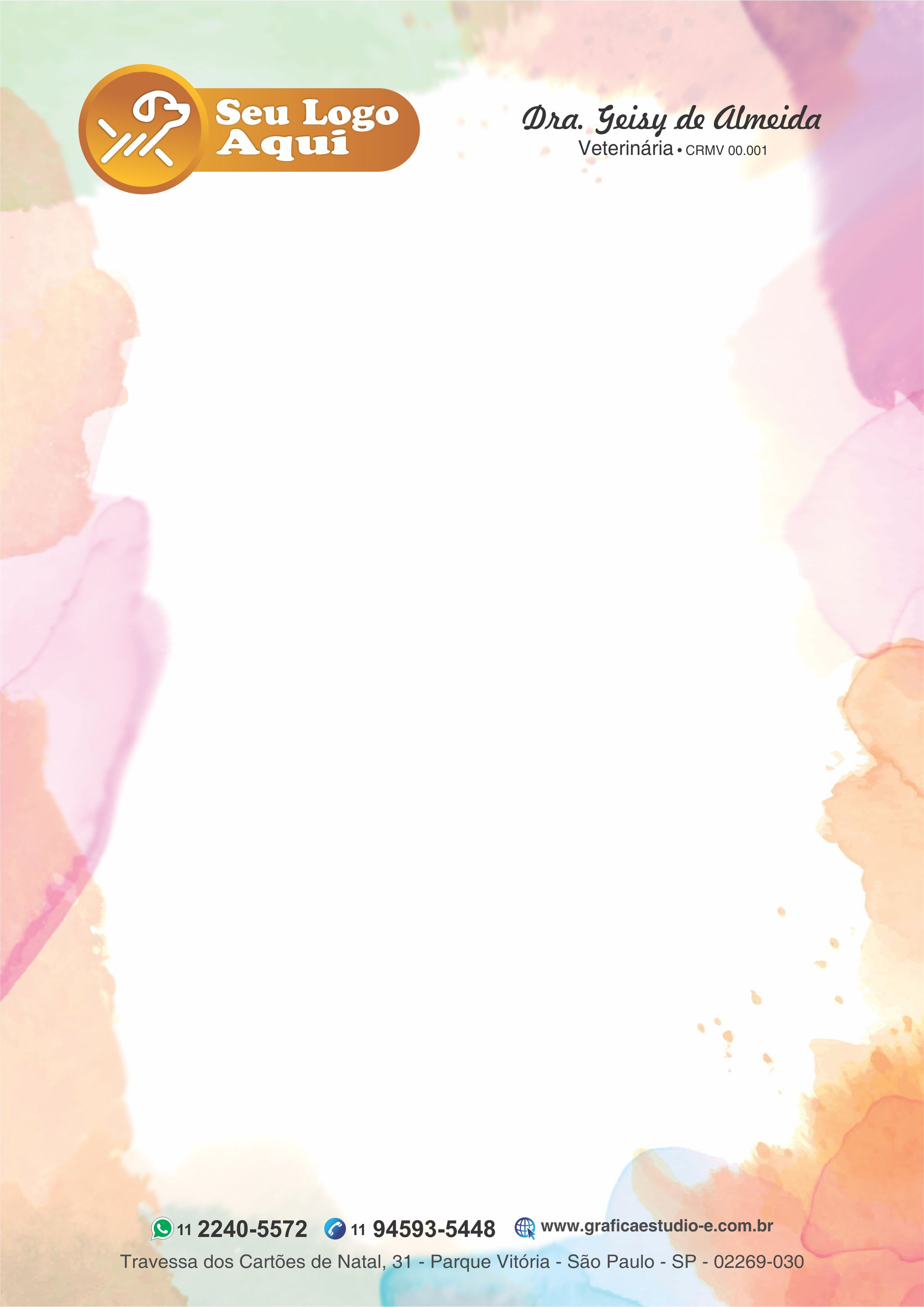 Papel Timbrado Colorido - Personalizado com Logotipo - Cod: 273