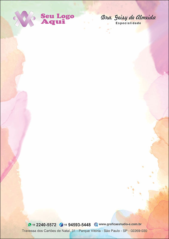 Papel Timbrado Colorido - Personalizado com Logotipo - Cod: 273
