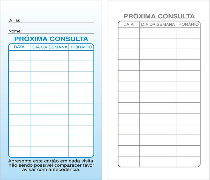 Cartões de Próxima Consulta Azul
