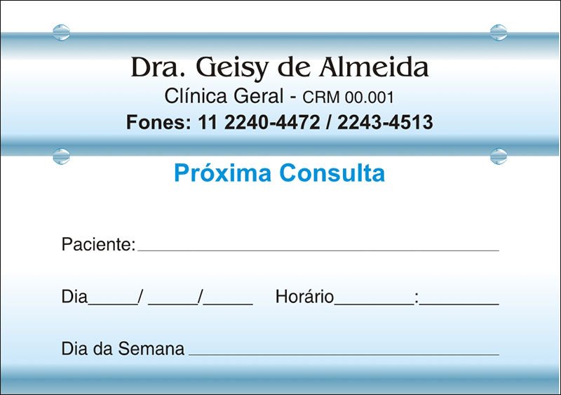Blocos de Próxima Consulta para Médicos - Cod: M047