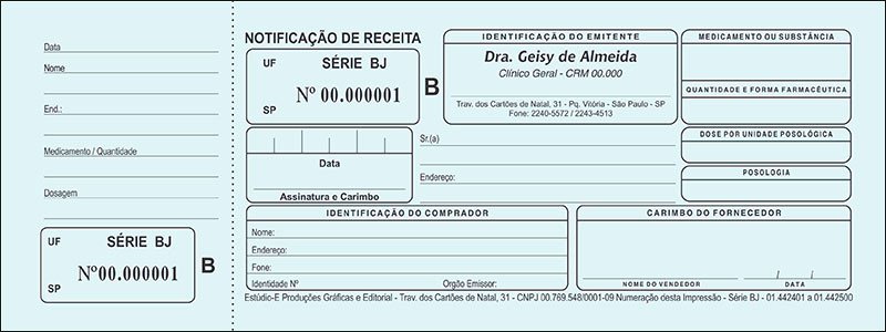Receituário Médico B / B2 / A - (Receituário Azul)