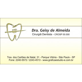Cartão de Visita Odontológico com Verniz - Cod: D021 Amarelo