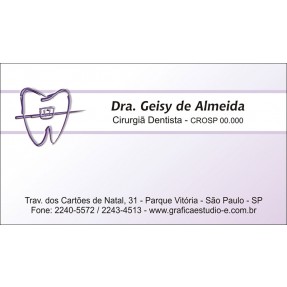 Cartão de Visita Odontológico com Verniz - Cod: D021 Lilás