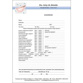 Anamnese Odontológica Colorida - Cod: D033