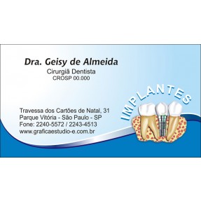 Cartão De Visita Odontológico Fosco - Cod: D037