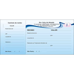 3 Blocos de Recibo Odontológico com Canhoto Colorido - Cod: D043