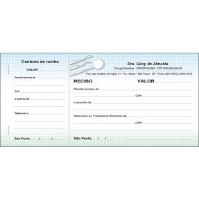 3 Blocos de Recibo Odontológico com Canhoto Colorido - Cod: D048