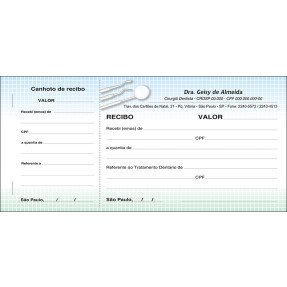 3 Blocos de Recibo Odontológico com Canhoto Colorido - Cod: D048