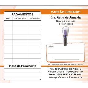 Carteirinha de Próxima Consulta e Pagamento Personalizado - Cod: 050