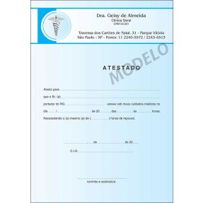 Atestado Médico Colorido - Cod: M015 Azul