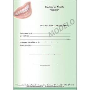Declaração de Comparecimento Odontológico Colorido Cod: D038