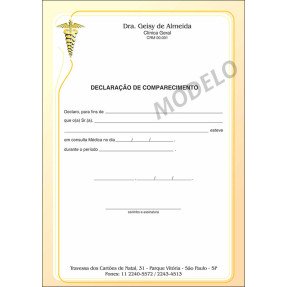 Declaração Médica de Comparecimento Colorida - Cod: M103