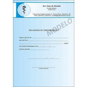 Declaração De Comparecimento para Dentistas Colorido - Cod: D015 Azul