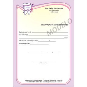 Declaração de Comparecimento Odontológico Colorido Cod: D046