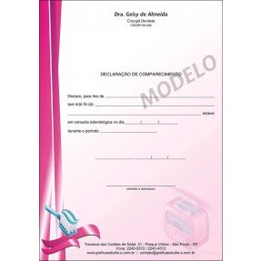Declaração de Comparecimento Odontológico Colorido Cod: D067