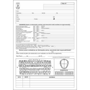 100 Fichas de Odontograma - A4 - Modelo B - Frente