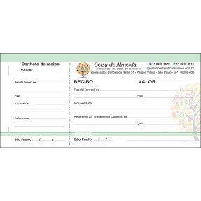 3 Blocos de Recibo para Nutricionistas com Canhoto Colorido - Cod: N180