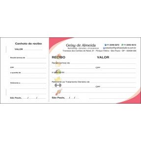 3 Blocos de Recibo para Nutricionistas com Canhoto Colorido - Cod: N181