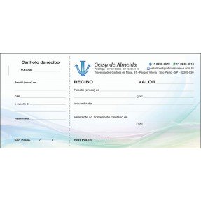 3 Blocos de Recibo para Psicólogos com Canhoto Colorido - Cod: P113