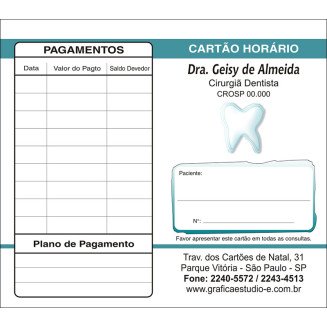 Carteirinha de Próxima Consulta e Pagamento Personalizado - Cod: 028