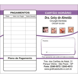 Carteirinha de Próxima Consulta e Pagamento Personalizado - Cod: 054