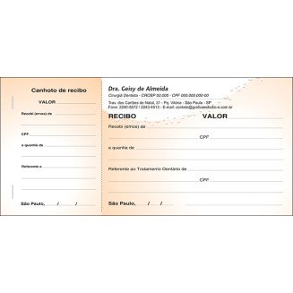 3 Blocos de Recibo Odontológico com Canhoto Colorido - Cod: D061